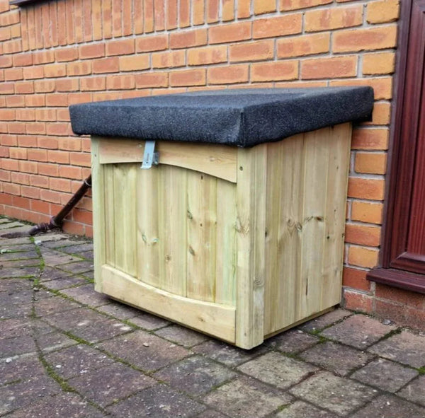 Wooden Parcel & Deliveries Box with Felted Roof & Lock Latch