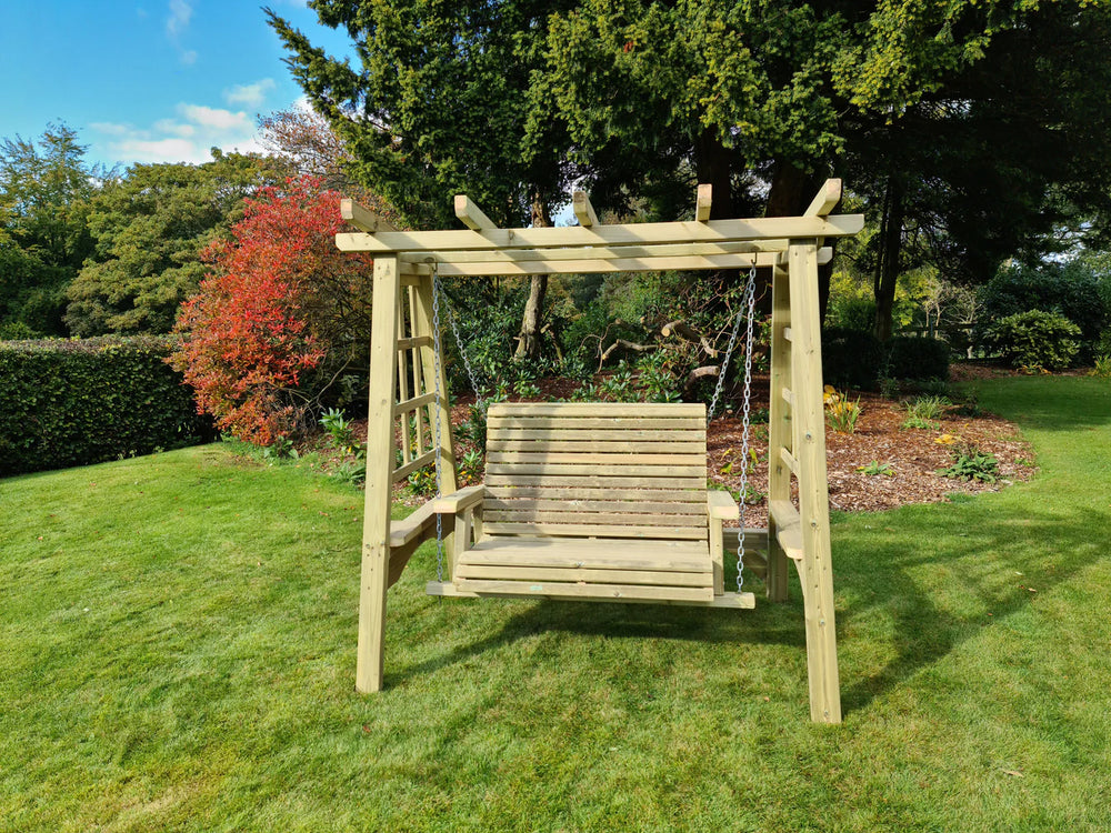 Pergola 2 Seater Chunky Wooden Garden Swing Bench