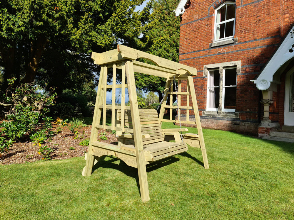 Cottage 2 Seater Chunky Wooden Garden Swing Bench