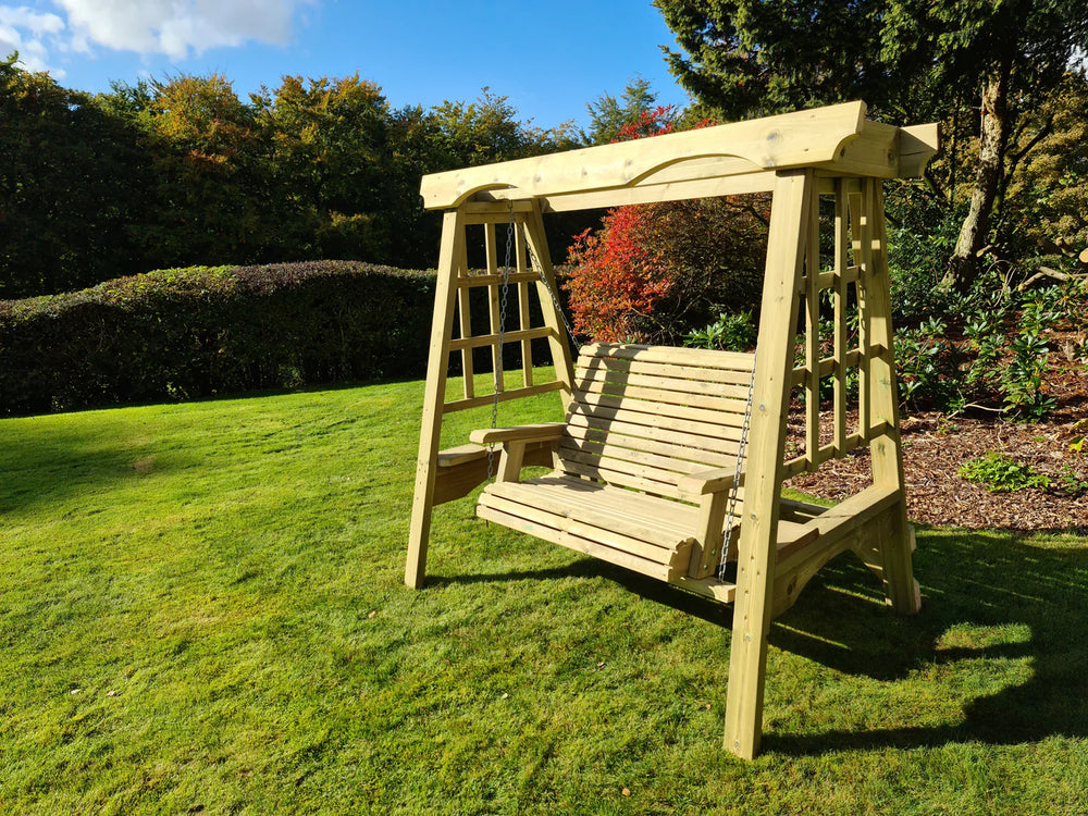 Cottage 2 Seater Chunky Wooden Garden Swing Bench