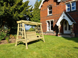 Cottage 3 Seater Chunky Wooden Garden Swing Bench