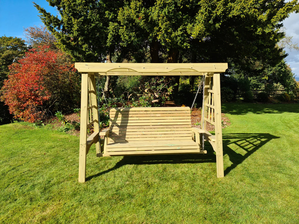 Cottage 3 Seater Chunky Wooden Garden Swing Bench