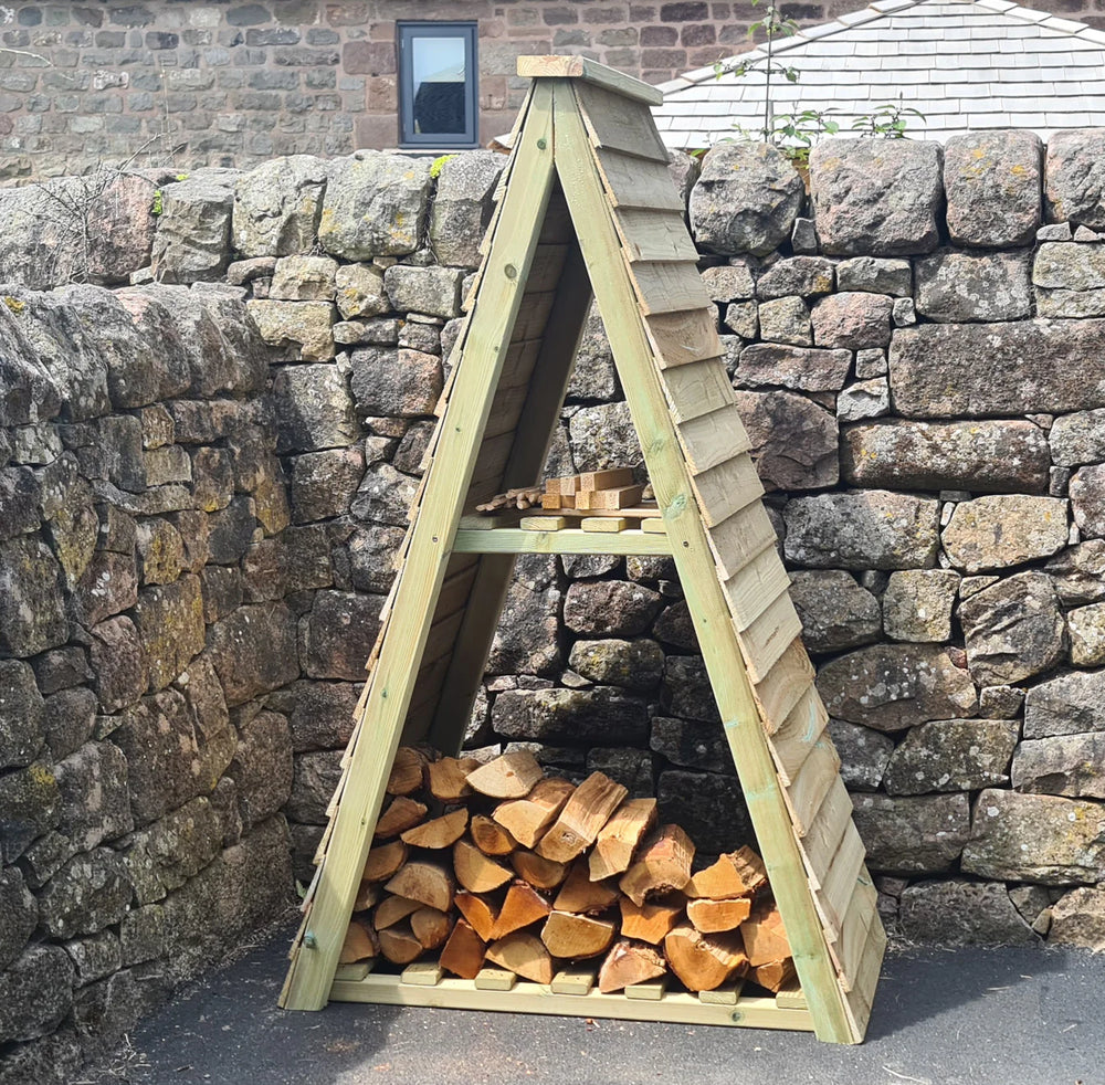 Wooden Triangle Shaped Log & Kindling Store