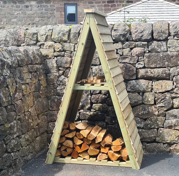 Wooden Triangle Shaped Log & Kindling Store