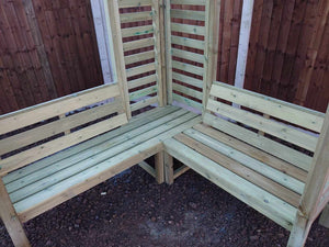 Villamoura Chunky Wooden Corner Garden Arbour with Double Benches
