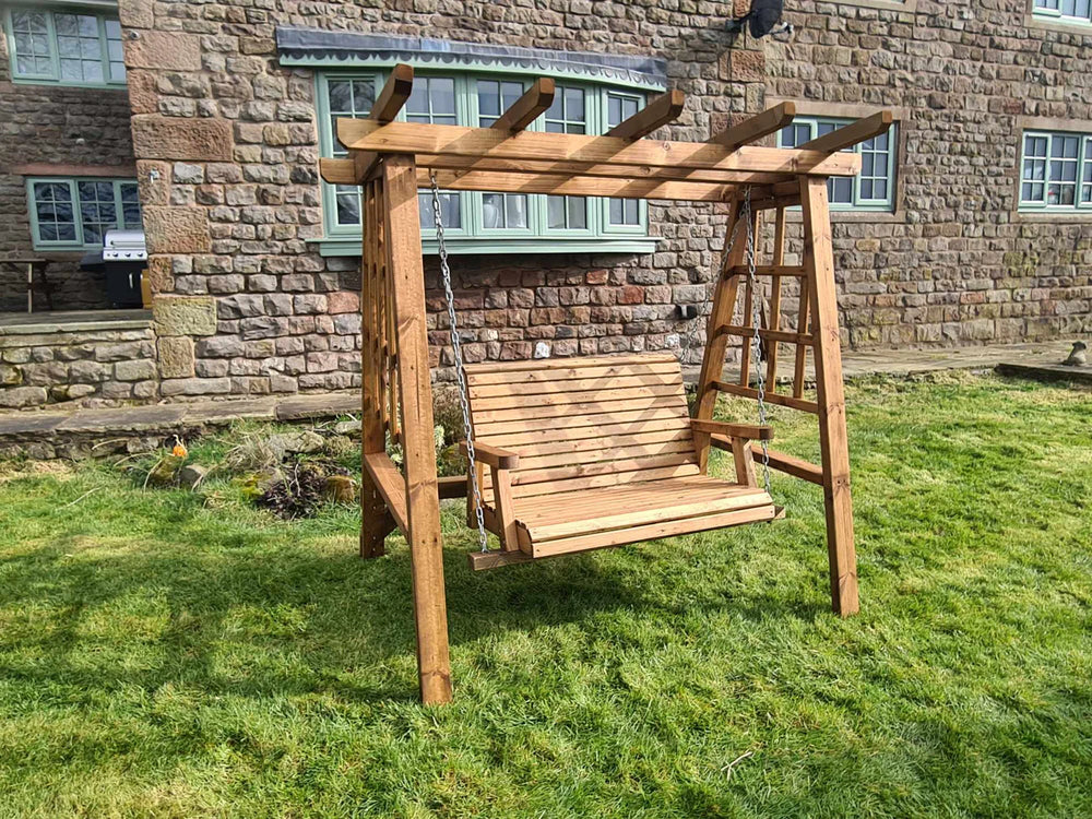 Valley 2 Seater Chunky Wooden Garden Swing Seat & Bench