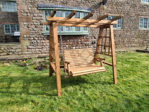 Valley 2 Seater Chunky Wooden Garden Swing Seat & Bench