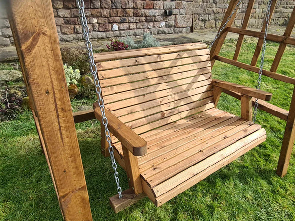 Valley 2 Seater Chunky Wooden Garden Swing Seat & Bench