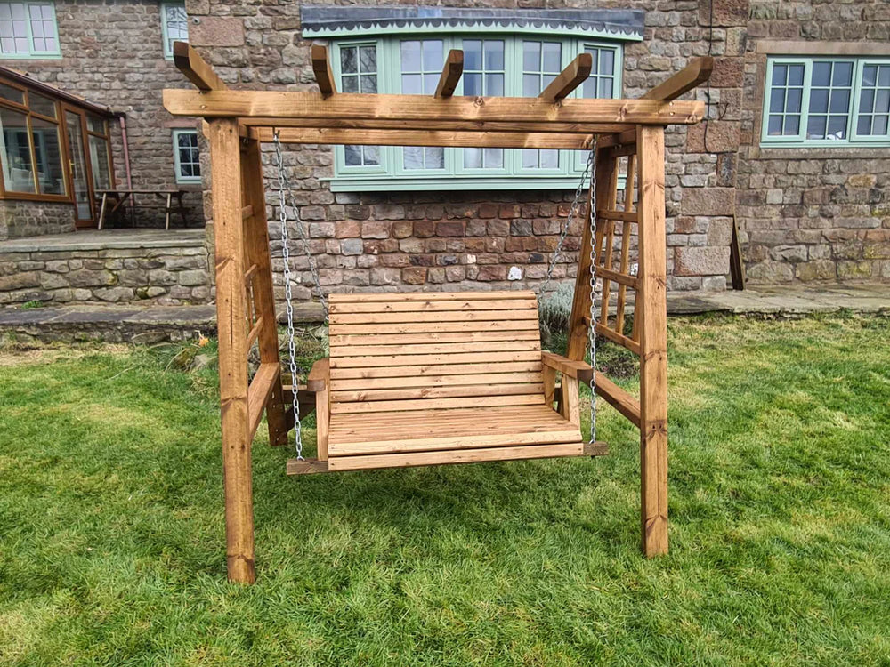 Valley 2 Seater Chunky Wooden Garden Swing Seat & Bench