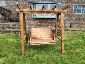 Valley 2 Seater Chunky Wooden Garden Swing Seat & Bench