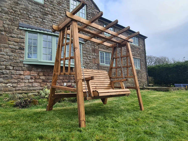 Valley 2 Seater Chunky Wooden Garden Swing Seat & Bench