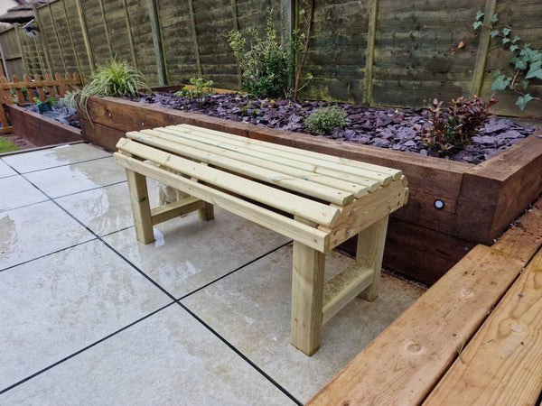 Chunky Wooden Backless Garden Bench - 2 Seater