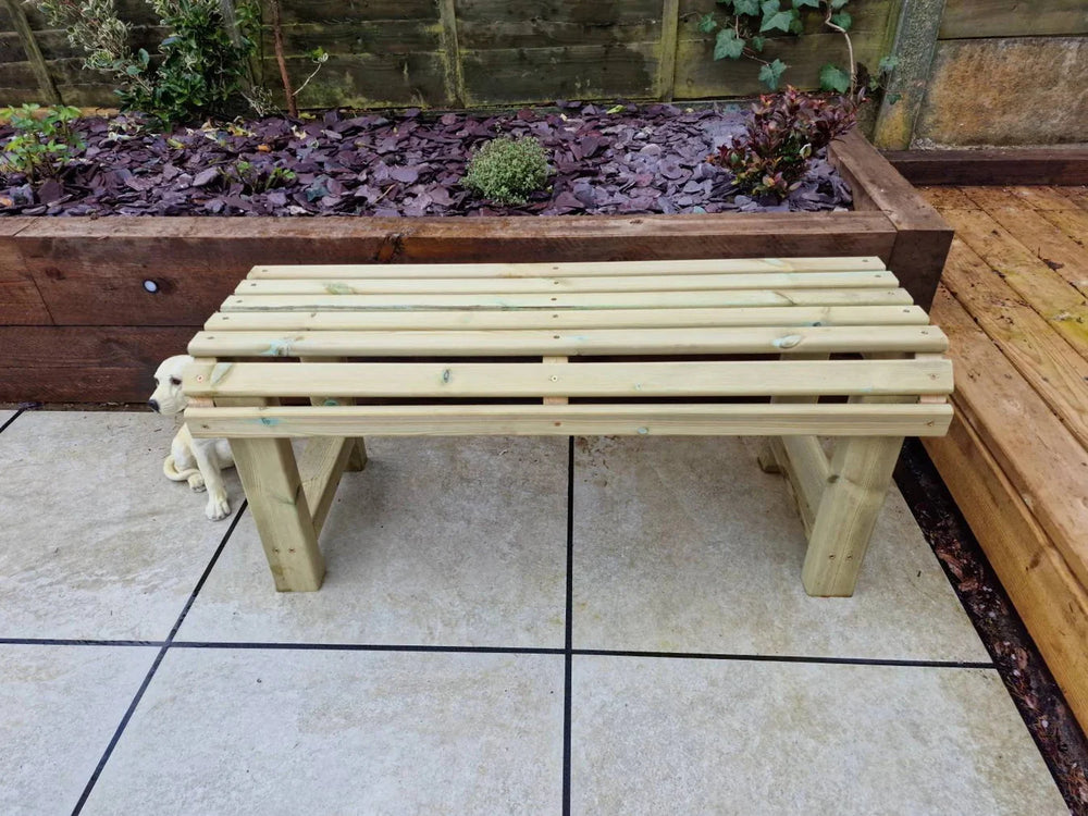 Chunky Wooden Backless Garden Bench - 2 Seater