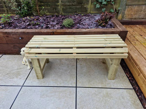 Chunky Wooden Backless Garden Bench - 2 Seater
