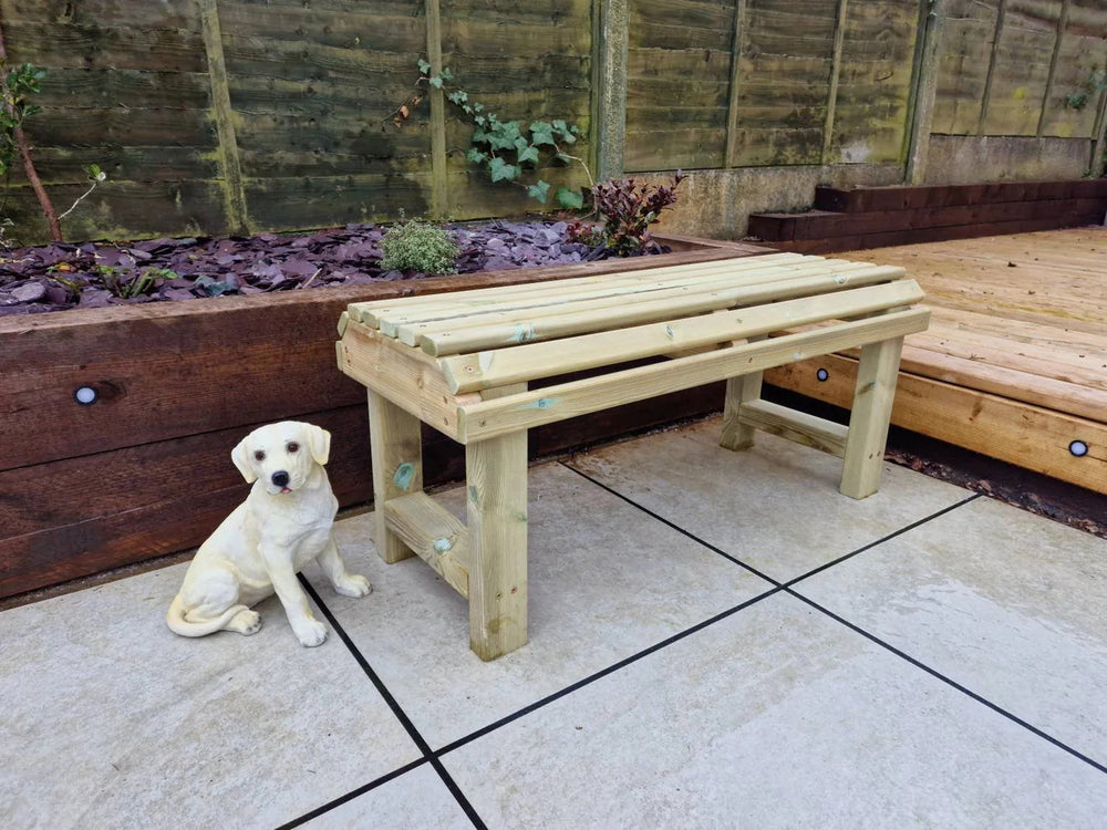Chunky Wooden Backless Garden Bench - 2 Seater