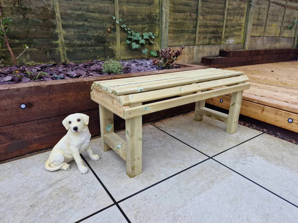 Chunky Wooden Backless Garden Bench - 2 Seater