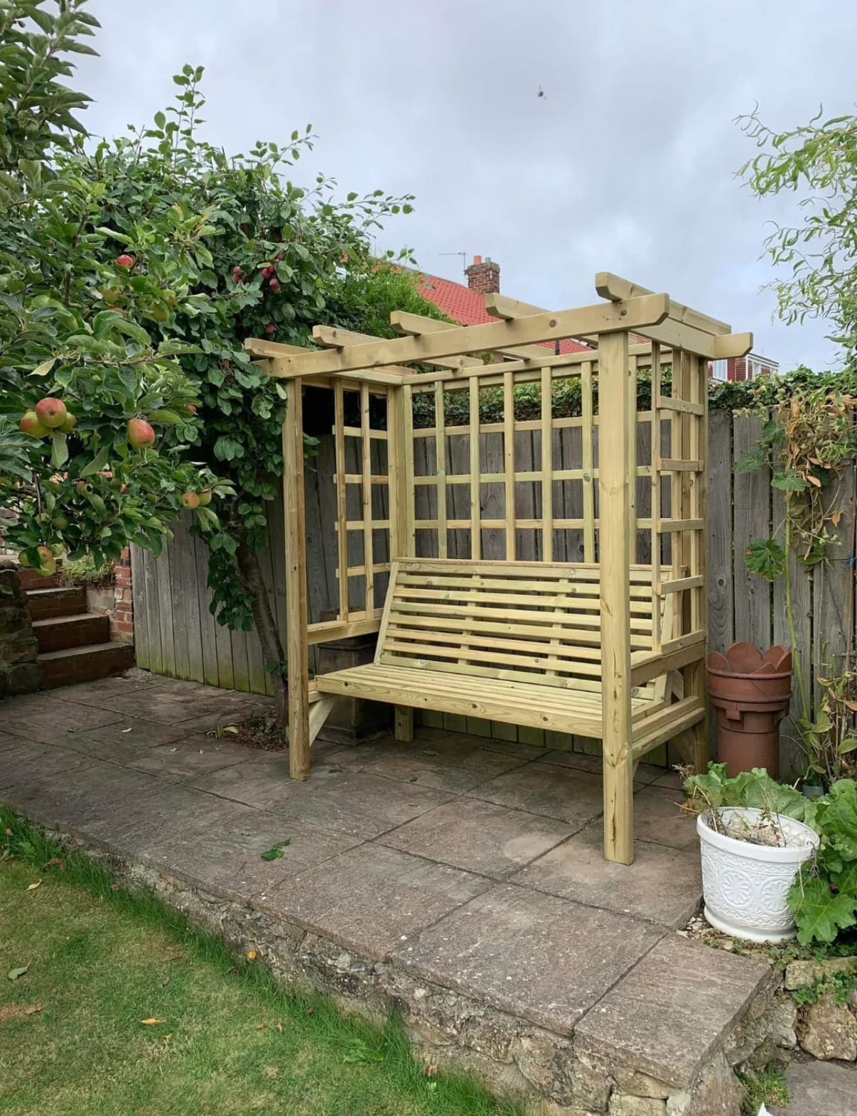 Beatrice 3 Seater Chunky Wooden Garden Arbour Seat