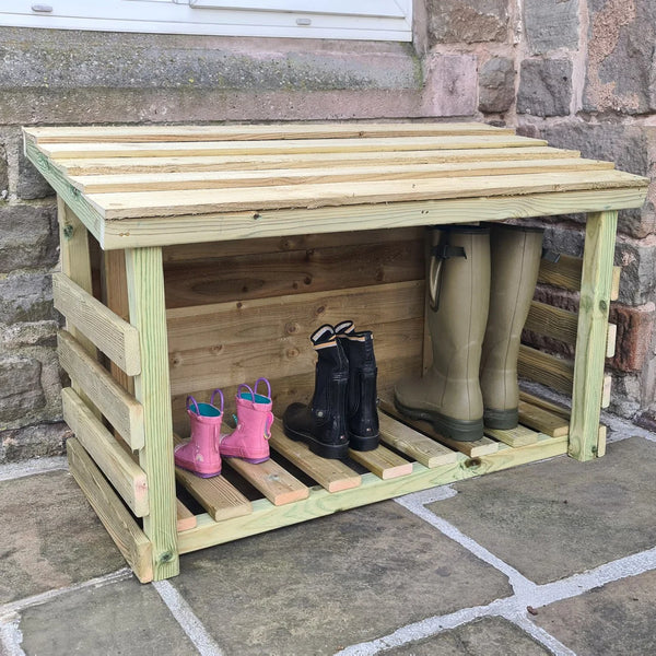 Wooden Outdoor Welly Boot Storage