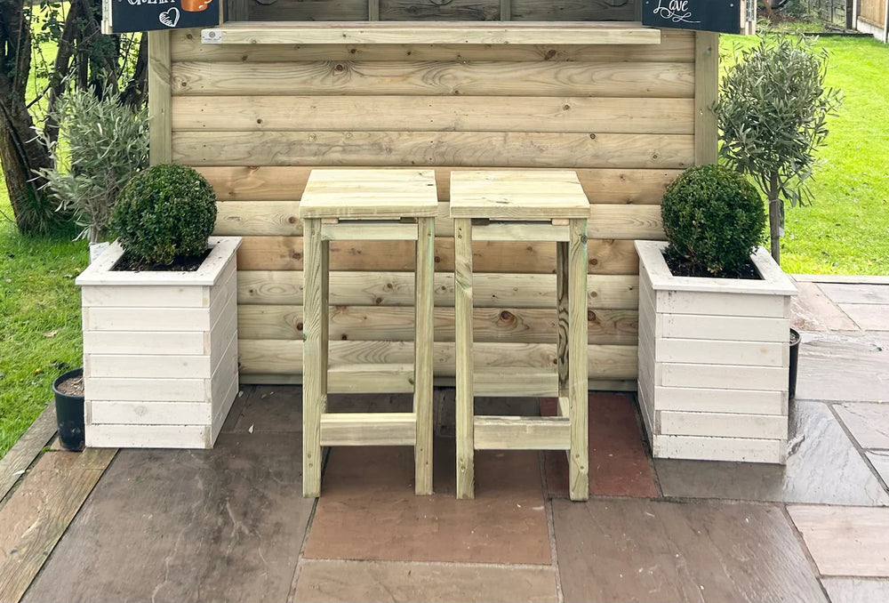 Chunky Wooden Garden Bar Stools