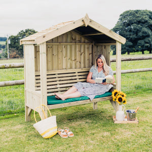 Cottage 3 Seater Fully Enclosed Chunky Wooden Garden Arbour Seat