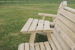 Clover Chunky Wooden Companion Garden Love Seats With Angled Central Tray Table