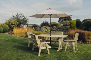 Clover Chunky Wooden Garden Dining Set with Table, 2 Chairs & 2 Benches