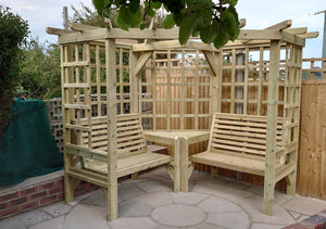 Clementine Chunky Wooden Corner Garden Arbour with Double Seat