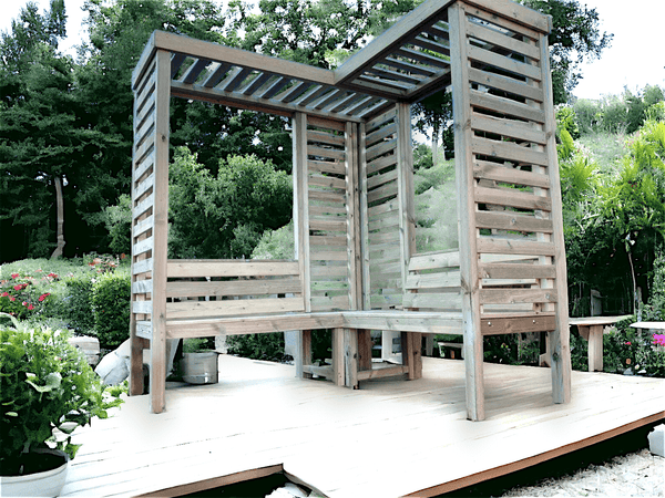 Villamoura Chunky Wooden Corner Garden Arbour with Double Benches