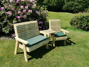 Ergo Chunky Wooden Trio Garden Love Seat & Bench with Angled Central Tray