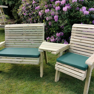 Ergo Chunky Wooden Trio Garden Love Seat & Bench with Angled Central Tray