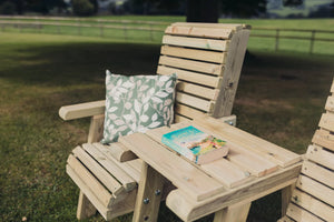 Ergo Chunky Wooden Garden Love Seats with Square Tray