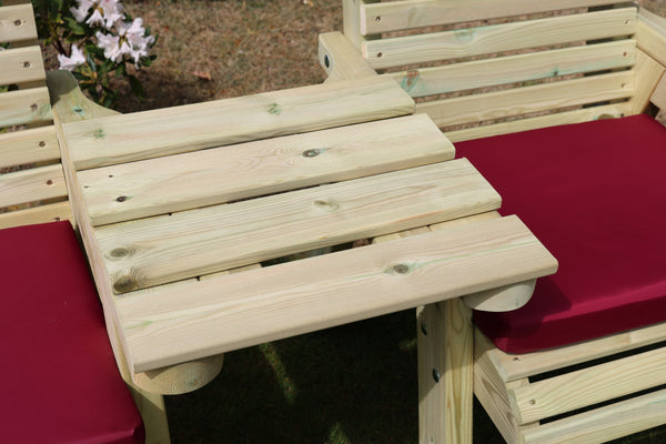 Ergo Chunky Wooden Garden Love Seats with Square Tray