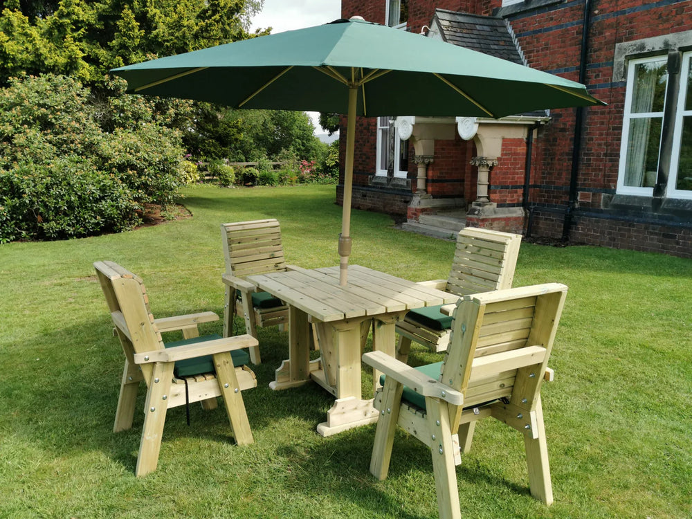 Ergo 4 Seats Chunky Wooden Garden Dining Table & Chairs