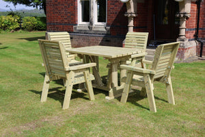 Ergo 4 Seats Chunky Wooden Garden Dining Table & Chairs