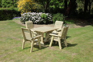 Ergo 4 Seats Chunky Wooden Garden Dining Table & Chairs