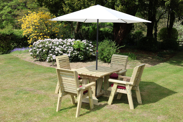 Ergo 4 Seats Chunky Wooden Garden Dining Table & Chairs