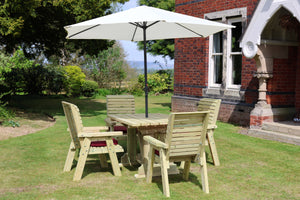 Ergo 4 Seats Chunky Wooden Garden Dining Table & Chairs