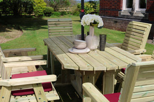 Ergo 6 Seats Chunky Wooden Garden Dining Table Set with 6 Chairs