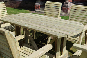 Ergo 6 Seats Chunky Wooden Garden Dining Table Set with 6 Chairs