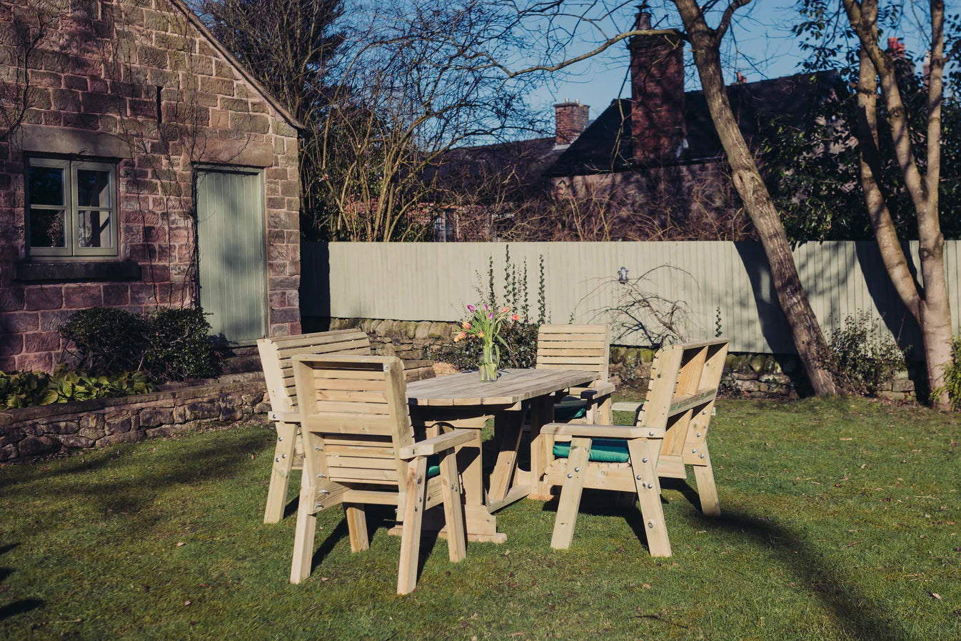 Ergo 8 Seat Chunky Wooden Garden Dining Table Set