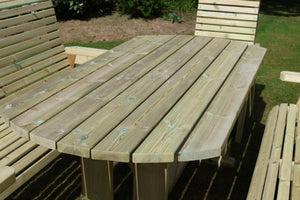 Ergo 8 Seat Chunky Wooden Garden Dining Table Set with 2 Benches & 2 Chairs