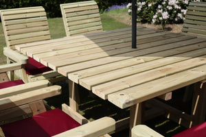 Ergo 8 Seater Chunky Wooden Garden Dining Table Set - 8 Chairs
