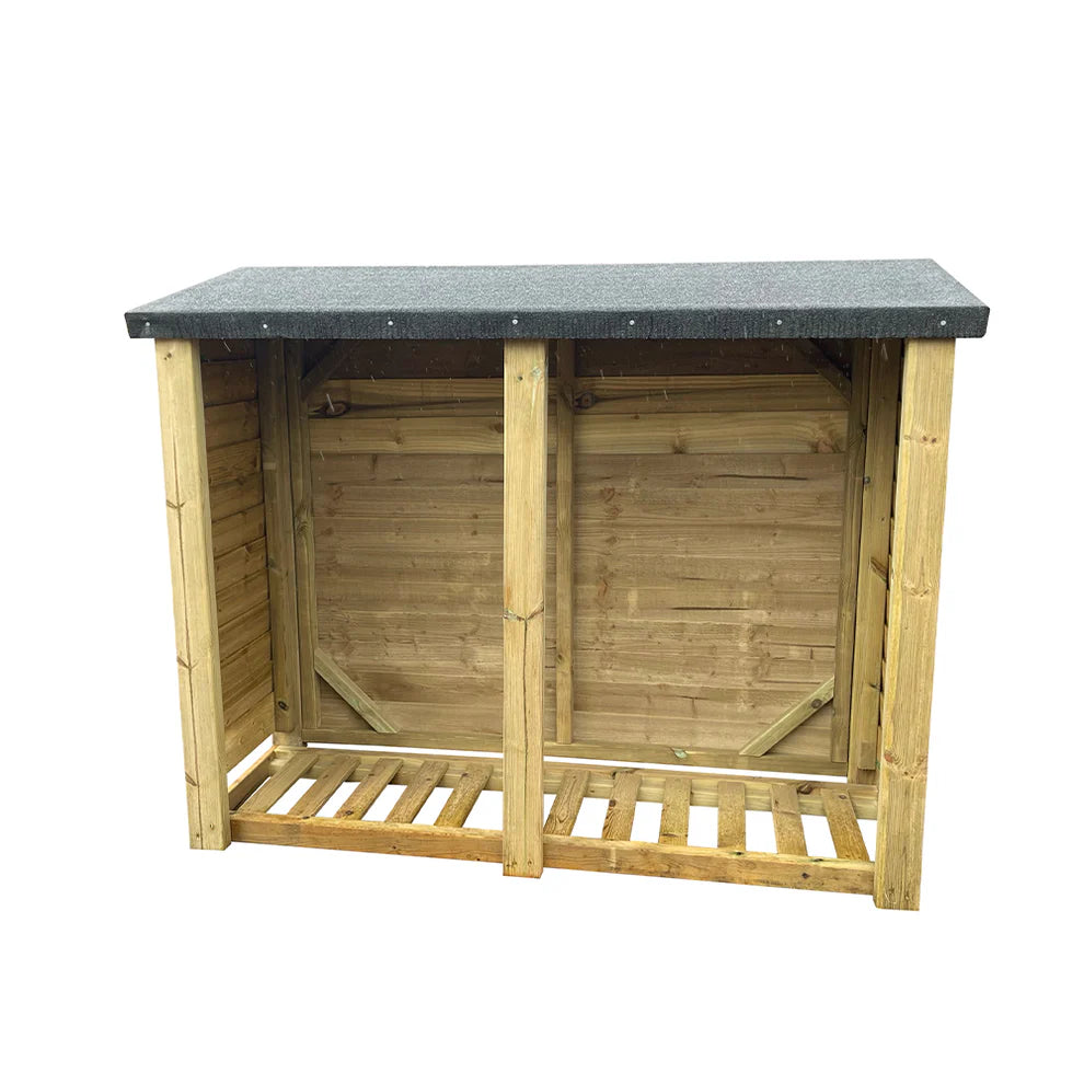 Wooden 4ft x 5ft Log Store with Felted Roof