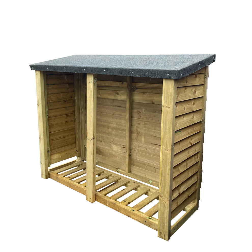 Wooden 4ft x 5ft Log Store with Felted Roof