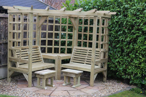 Clementine Chunky Wooden Corner Garden Arbour with Double Seat