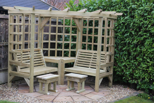 Clementine Chunky Wooden Corner Garden Arbour with Double Seat