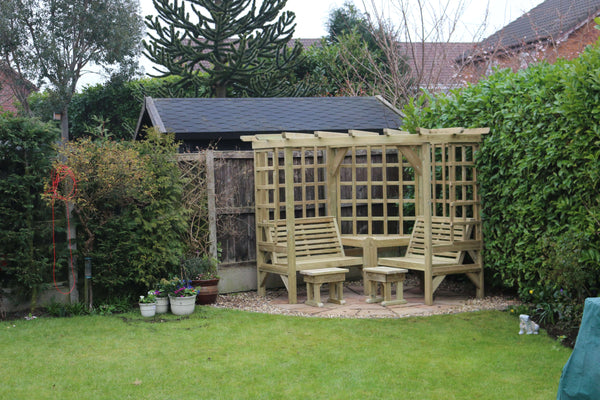Clementine Chunky Wooden Corner Garden Arbour with Double Seat