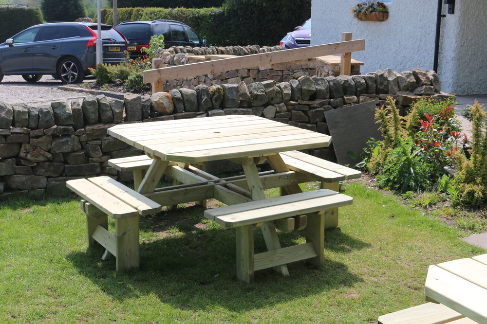 Westwood Chunky Wooden Square Picnic Table Bench