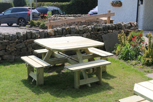 Westwood Chunky Wooden Square Picnic Table Bench
