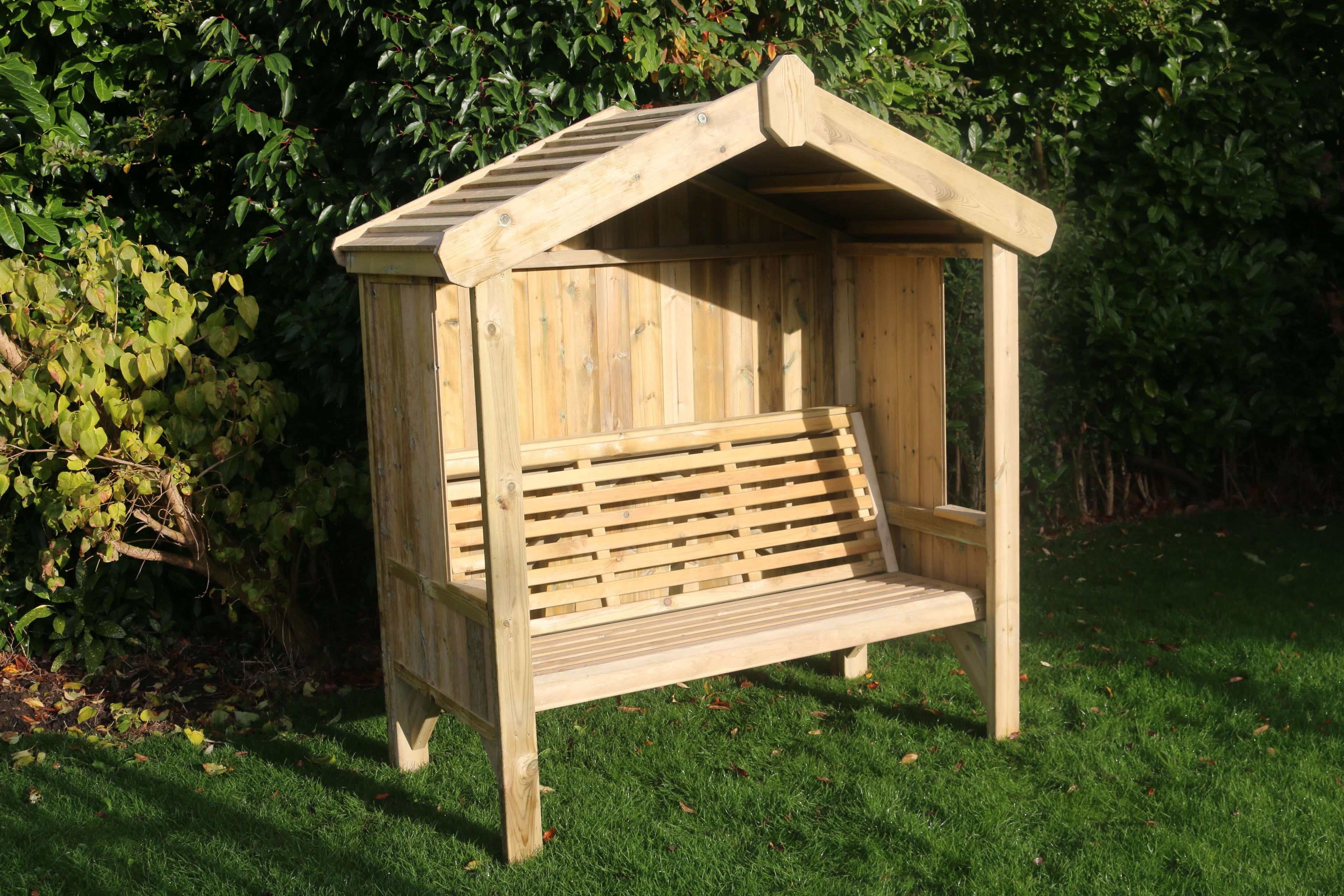Cottage 3 Seater Fully Enclosed Chunky Wooden Garden Arbour Seat